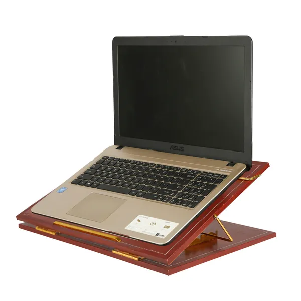 Tan_1_Compartments_Leather_Laptop_Stand,_Table_Top_12X16_Inch