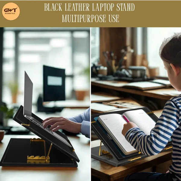 Black_1_Compartments_Leather_Laptop_Stand,_Table_Top_15X21_Inch