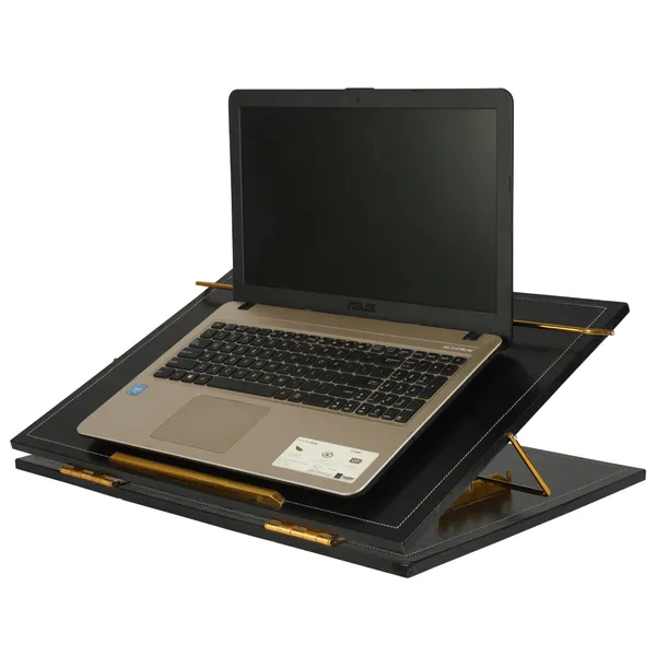 Black_1_Compartments_Leather_Laptop_Stand,_Table_Top_15X21_Inch