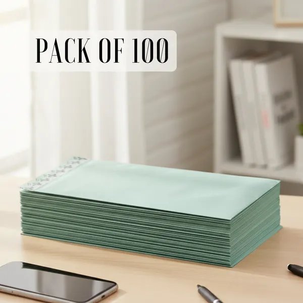 Self_Adhesive_Polynet_Cloth_Lined_Courier_Envelope_Pack_of_100,_Secure_Document_Mailer_Covers_for_Business_Catalogue,_Invitations,_Office_Papers,_Size_12.7_x_27.94_cm