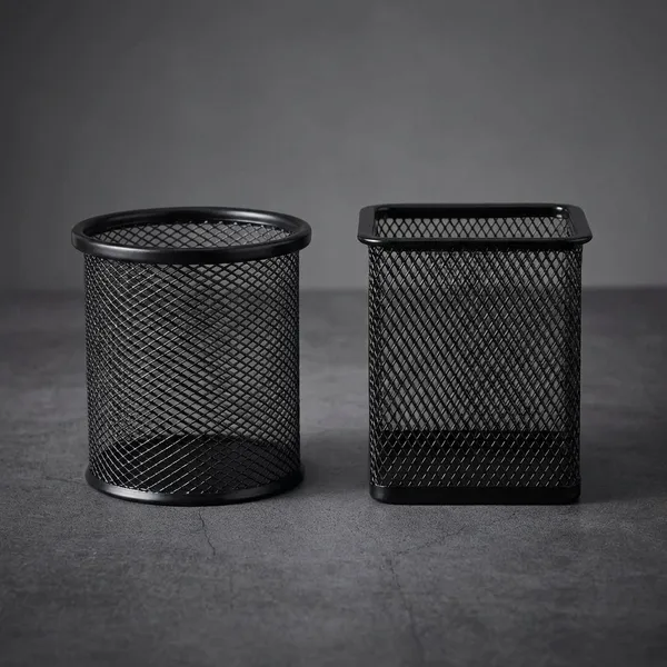 Black_3_Compartments_Metal_Mesh,_Pen_Stand_Trio_Round_&_Square_Desk_Organizer_Set_Of_3_For_Home_&_Office