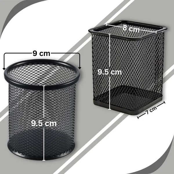 Black_4_Compartments_Metal_Mesh,_Round_&_Square_Pen_Stand_Duo_Metal_Mesh_Set_Of_4_For_Home,_School_&_Workplace