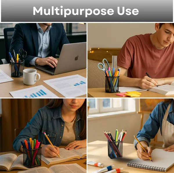 Black_4_Compartments_Metal_Mesh,_Round_&_Square_Pen_Stand_Duo_Metal_Mesh_Set_Of_4_For_Home,_School_&_Workplace