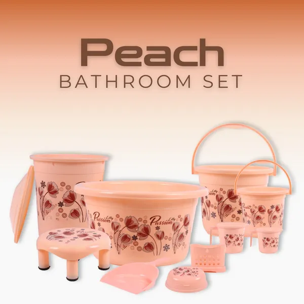 Unbreakable_10_Pcs_Bathroom_Set_Peach_Floral_Print_with_Bucket_Set,_Bath_Tub,_Dustbin,_Mug_Combo,_Soap_Holder,_Dustpan_&_Plastic_Stool