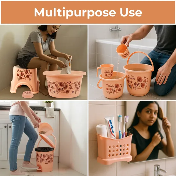 Unbreakable_10_Pcs_Bathroom_Set_Peach_Floral_Print_with_Bucket_Set,_Bath_Tub,_Dustbin,_Mug_Combo,_Soap_Holder,_Dustpan_&_Plastic_Stool