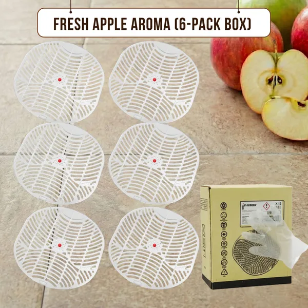White_Bathroom_Urinal_Mat_With_Fragrance_|_Anti_Splash_Urinal_Deodorizer_Pad_Apple_Wipe_Toilet_Cleaner_6_X_1_Wipes