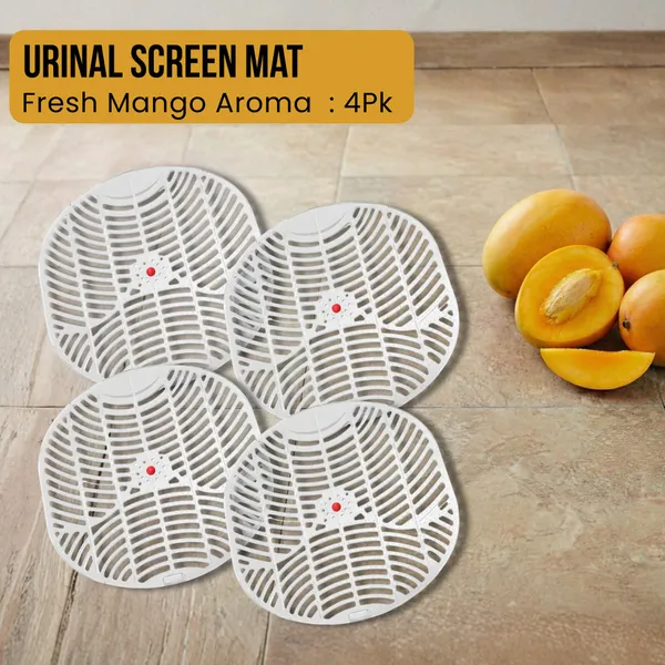 White_Scented_Urinal_Screen_For_Gents_Toilet_|_Toilet_Bad_Smell_Remover_Mat_Mango_Wipe_Toilet_Cleaner_4_X_1_Wipes
