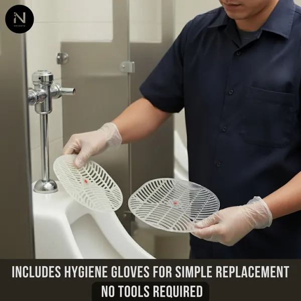 White_Bathroom_Urinal_Mat_With_Fragrance_|_Anti_Splash_Odor_Eliminator_Mango_Wipe_Toilet_Cleaner_6_X_1_Wipes
