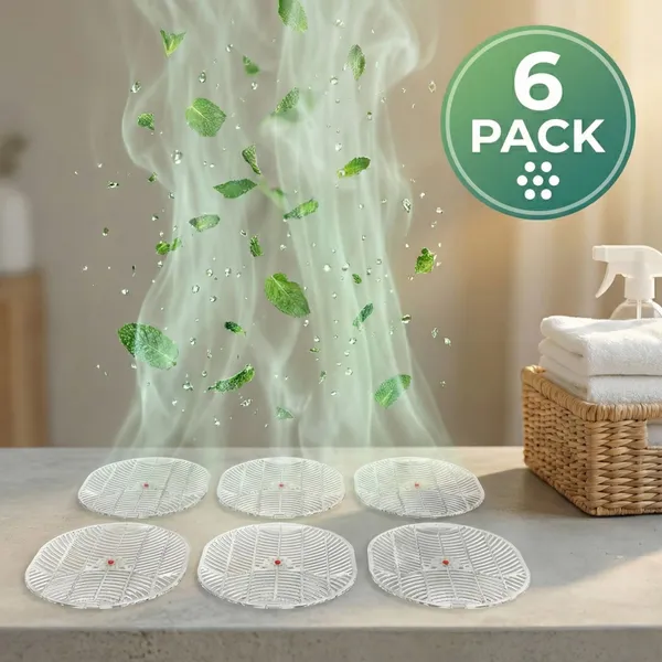 White_Gents_Toilet_Urinal_Screen_Mat_|_Odor_Control_&_Splash_Reduction_-_Mint_Wipe_Toilet_Cleaner_6_X_1_Wipes