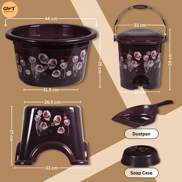 Multicolor_10_Pc_Bathroom_Set_Durable,_Lightweight_&Unbreakable_Plastic_Chocolate_King_20_L_Plastic_Bucket