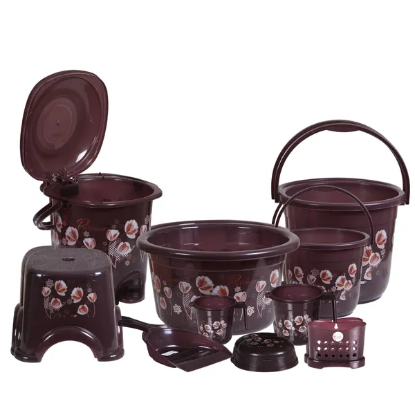Multicolor_10_Pc_Bathroom_Set_Durable,_Lightweight_&Unbreakable_Plastic_Chocolate_King_20_L_Plastic_Bucket