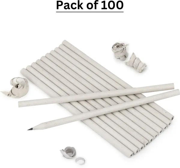 Black_Eco_Friendly_Recycled_White_Paper_Pencils_Pack_Of_100_Pieces_Pencil