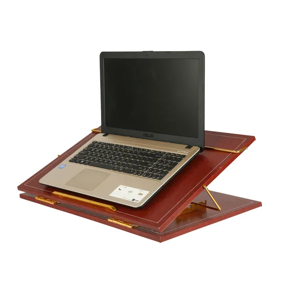 Brown_Solid_Compartments_Foldabel,_Height_Adjustable,_Comfotable_Writing_/_Sketching_/_Drawing_Table_/_Laptop_Stand_/_Table_Top_Tan_Leather_12_X_16_Inches_Polypropylene_Desk_Stand