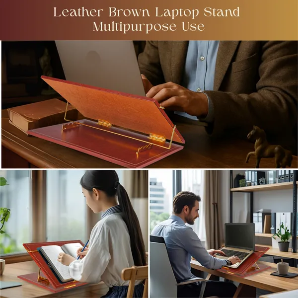 Brown_Solid_Compartments_Foldabel,_Height_Adjustable,_Comfotable_Writing_/_Sketching_/_Drawing_Table_/_Laptop_Stand_/_Table_Top_Tan_Leather_12_X_16_Inches_Polypropylene_Desk_Stand