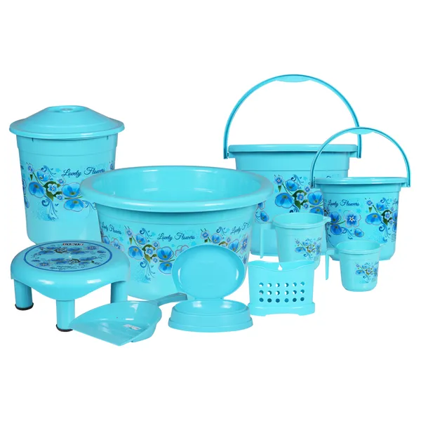 Multicolor_10_Piece_Cyan_Bathroom_Set_Durable,_Lightweight_&_Unbreakable_Plastic_Cyan_16_L_Plastic_Bucket