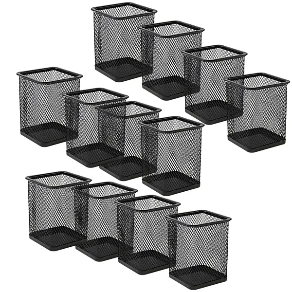Black_12_Compartments_Metal_Mesh,_Square_Pen_Stand_12_Pack_Sleek_Modern_Design_To_Elevate_Your_Workspace_Decor