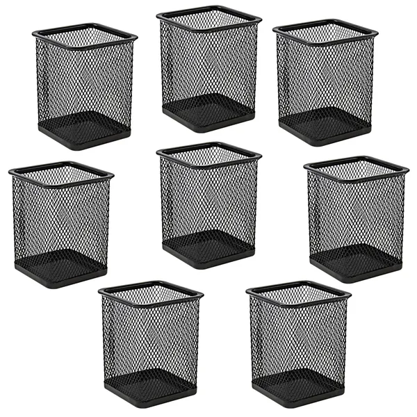Black_1_Compartments_Metal_Mesh,_Square_Pen_Stand_8_Pack_Strong_&_Stylish_Holders_For_Stationery_&_Accessories