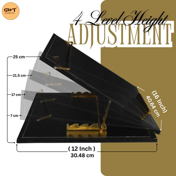 Black_Solid_Compartments_Leather_Material_Foldabel,_Height_Adjustable,_Comfotable_Writing_/_Sketching_/_Drawing_Table_/_Laptop_Stand_/_Table_Top_Black_Leather_12_X_16_Inches