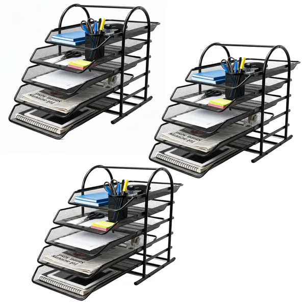 Black_5_Compartments_Metal_File_Organizer