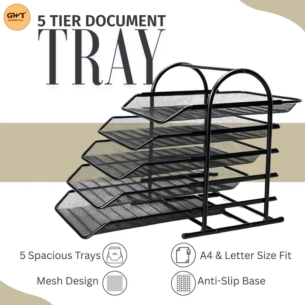 Black_5_Compartments_Metal_File_Organizer