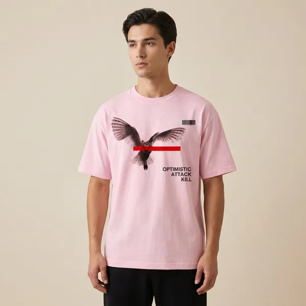 White_And_Pink_Cotton_Premium_Oversized_T-Shirt_For_Men(Pack_Of_2)