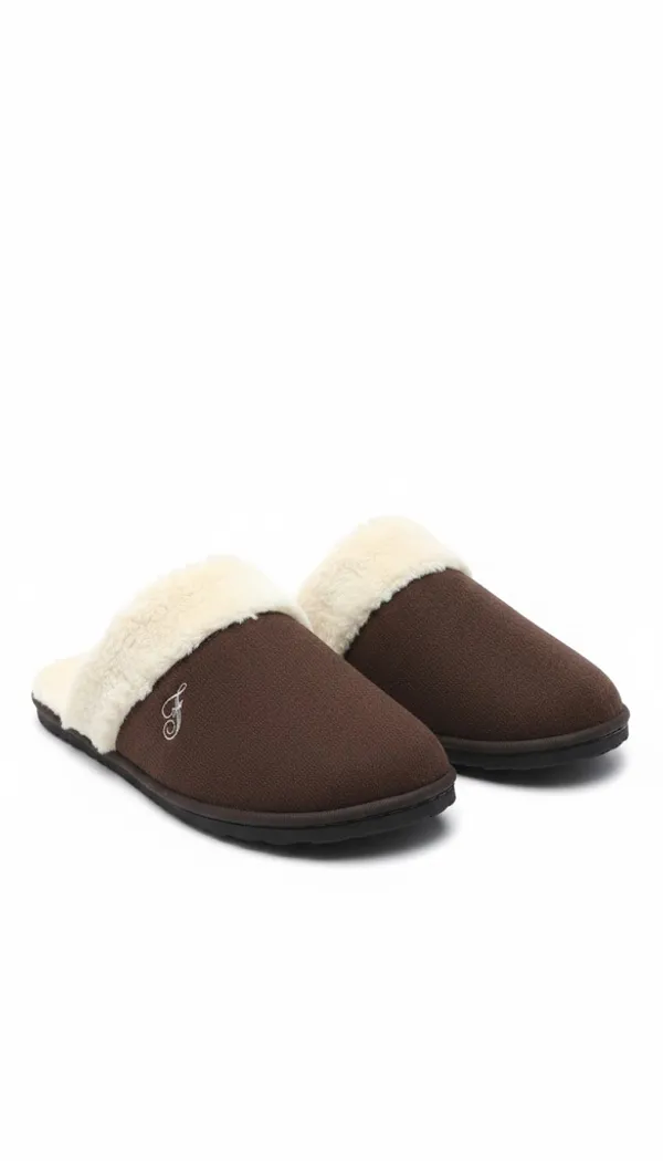 Brown_&_White_Velvet_Mules_For_Men