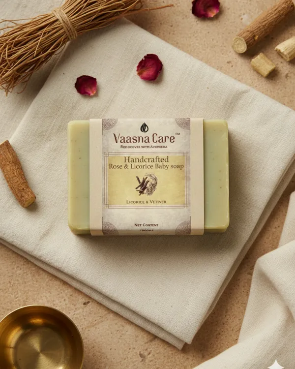 Handcrafted_Rose_And_Licorice_Baby_Soap_Ayurvedic_Medicated_Soap_For_Gentle_Baby_Cleansing_(100Gms)