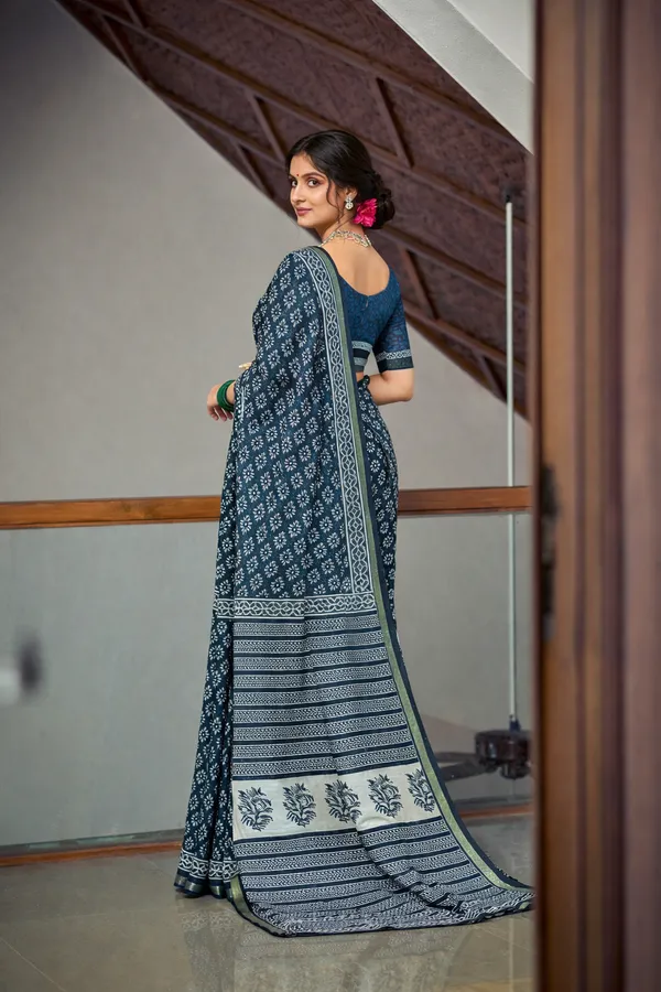 Bottle_Green_Premium_Banjaran_Silk_Elegant_Pure_Cotton_Saree_For_Women