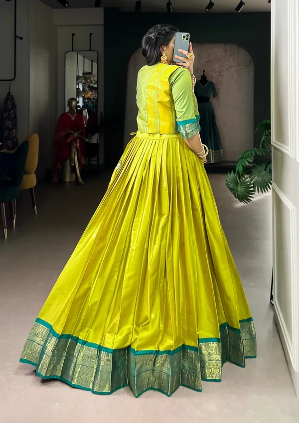 Pink_Banjaran_Zari_Weaving_Poly_Cotton_Lehenga_Set_Blouse_And_Koti_5_Meter_Flair_For_Women