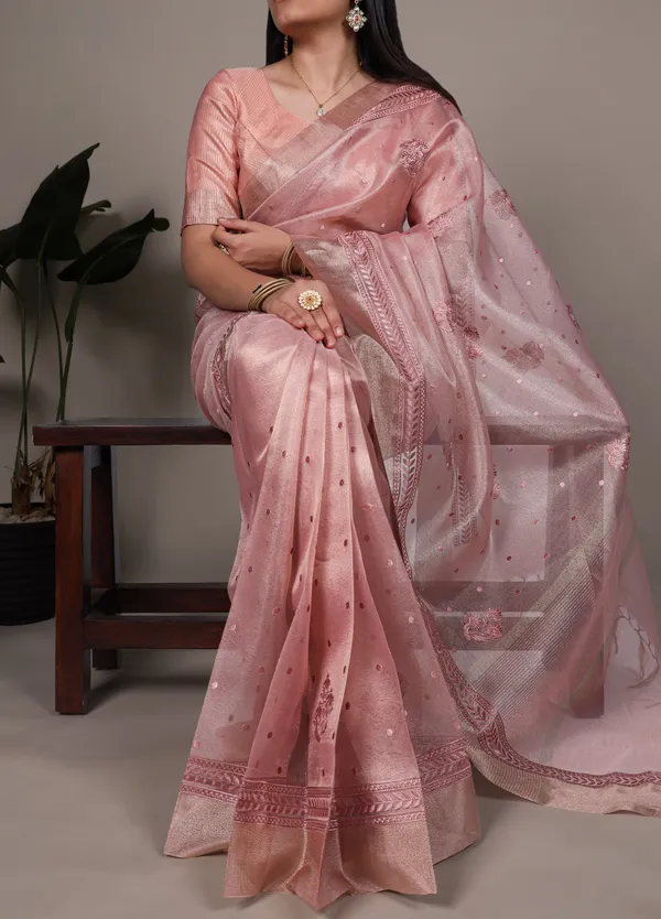 Pink_Lightweight_Party_Wear_Poly_Shimmer_Thread_Embroidery_Saree_For_Women