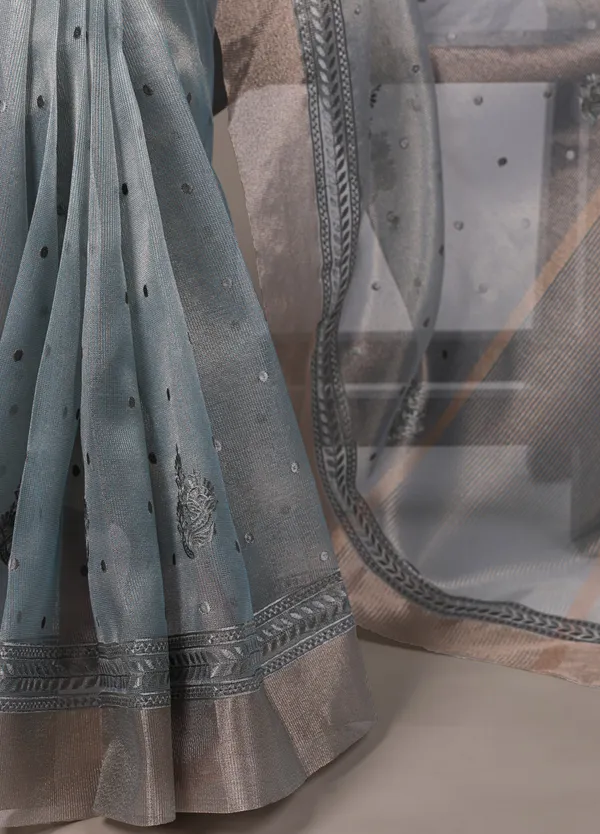 Blue_Lightweight_Party_Wear_Shine_Poly_Shimmer_Thread_Embroidery_Saree_For_Women