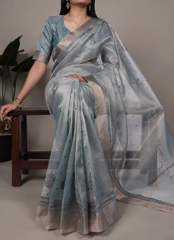 Blue_Lightweight_Party_Wear_Shine_Poly_Shimmer_Thread_Embroidery_Saree_For_Women