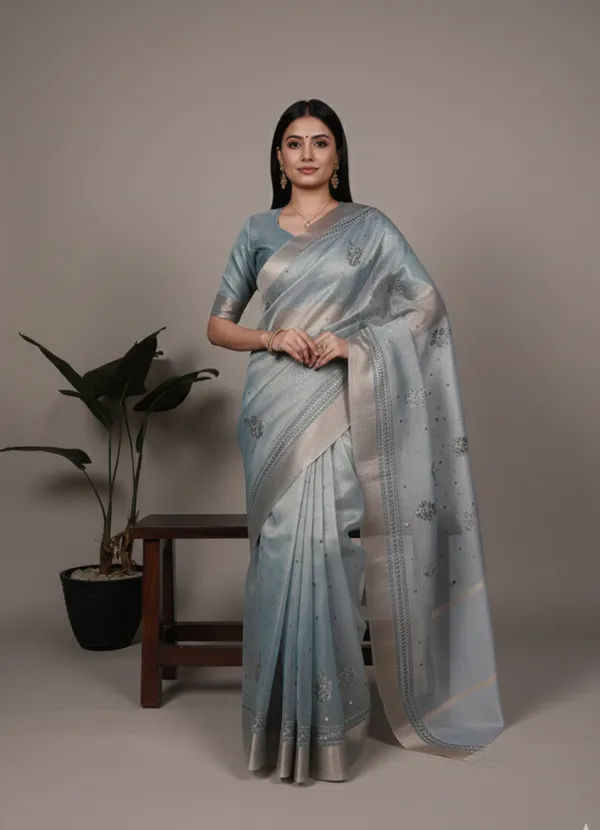 Blue_Lightweight_Party_Wear_Shine_Poly_Shimmer_Thread_Embroidery_Saree_For_Women