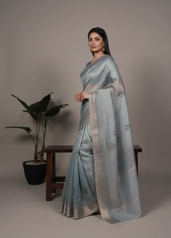 Blue_Lightweight_Party_Wear_Shine_Poly_Shimmer_Thread_Embroidery_Saree_For_Women