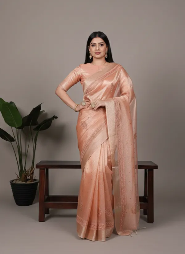 Multicolor_Lightweight_Party_Wear_Shine_Orange_Poly_Shimmer_Thread_Embroidery_Saree_For_Women