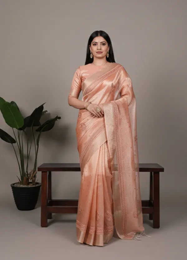 Multicolor_Lightweight_Party_Wear_Shine_Orange_Poly_Shimmer_Thread_Embroidery_Saree_For_Women
