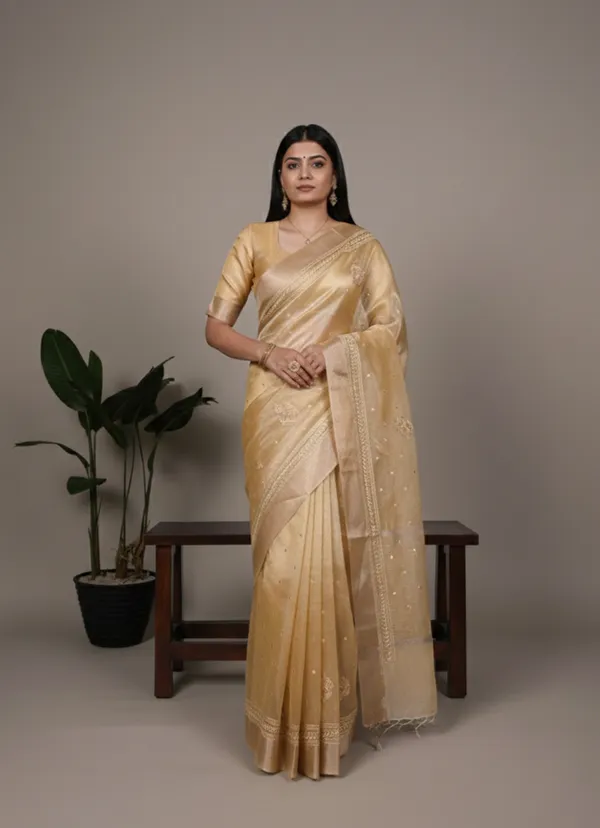 Multicolor_Lightweight_Party_Wear_Shine_Yellow_Poly_Shimmer_Thread_Embroidery_Saree_For_Women