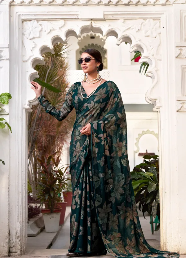 Dark_Green_Floral_Lurex_Brasso_Lightweight_Designer_Viscose_Brasso_Work_Saree_For_Women