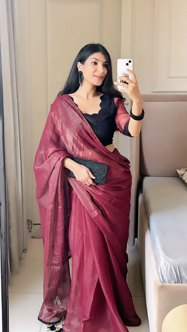 Maroon_Premium_Banjaran_Coin_Heavy_Zalar_Designer_Pattern_And_Georgette_Blouse_Fabric_Saree_For_Women