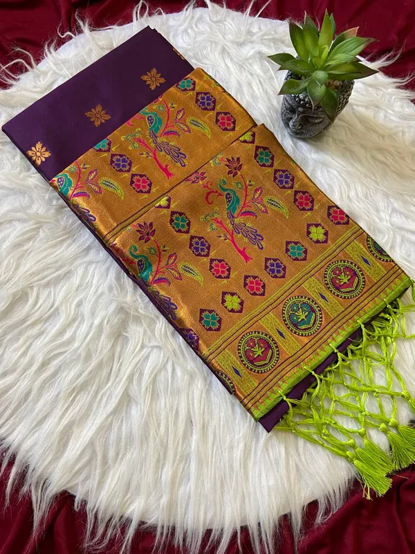 Dark_Purple_Premium_Soft_Banjaran_Paithani_Beautiful_Zari_Weaving_Silk_Saree_For_Women