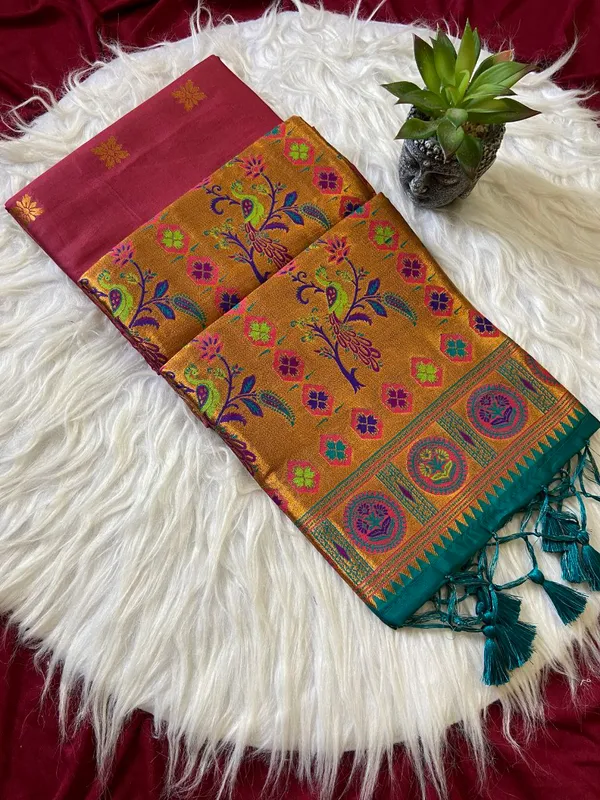 Nudepink_Premium_Soft_Banjaran_Paithani_Silk_Beautiful_Zari_Weaving_Saree_For_Women