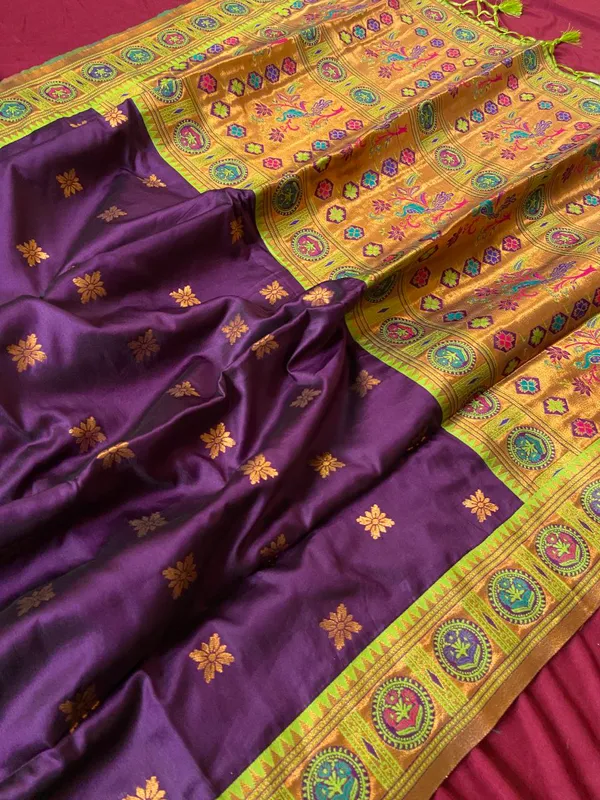 Parrot_Premium_Soft_Banjaran_Paithani_Beautiful_Zari_Weaving_Silk_Saree_For_Women