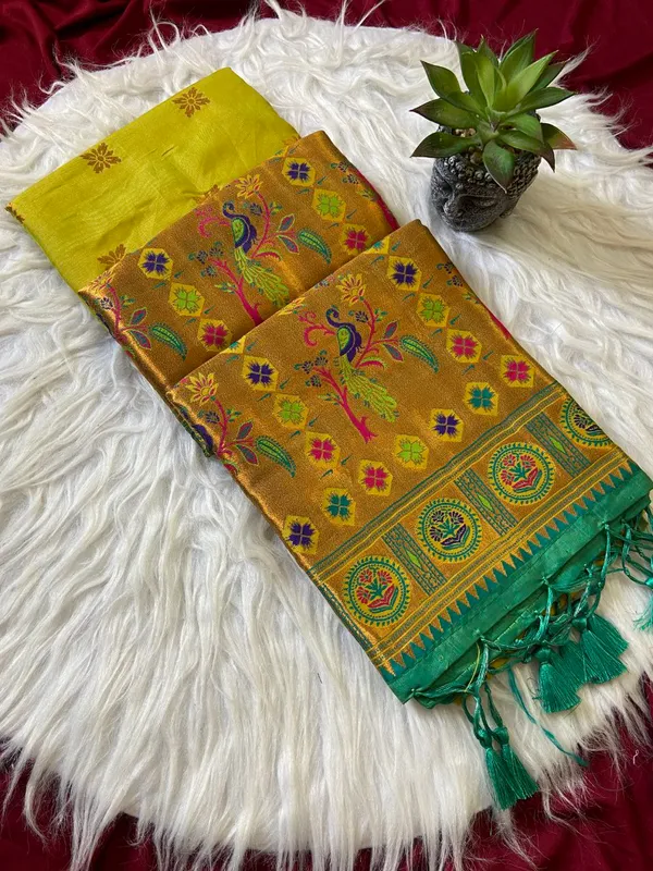 Parrot_Premium_Soft_Banjaran_Paithani_Beautiful_Zari_Weaving_Silk_Saree_For_Women