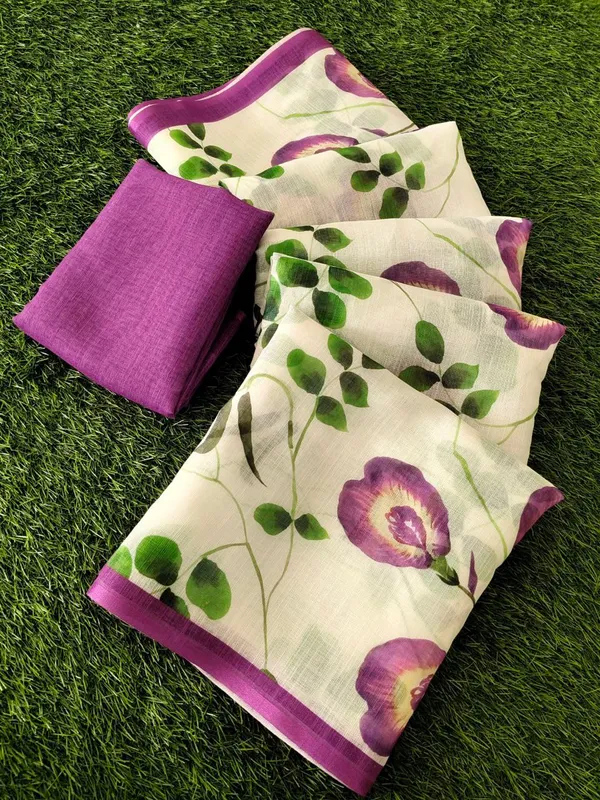 Multicolor_Elegant_Linen_Premium_Wax_Finish_And_Zalar_Detailing_Banjaran_Cotton_Printed_Saree_For_Women
