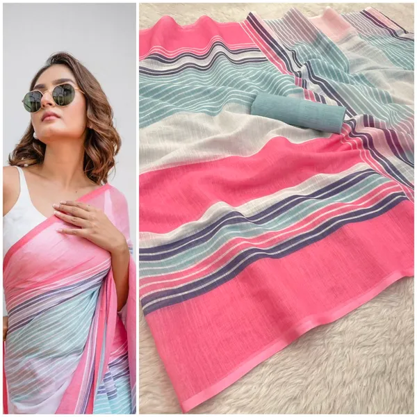 Multicolor_Banjaran_New_Design_Effortless_Elegance_The_Linen_Cotton_Saree_For_Women
