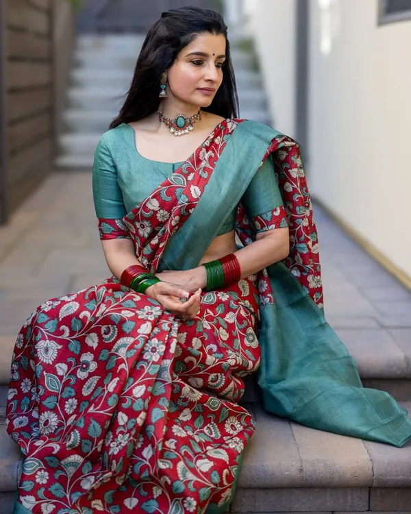 Multicolor_Beautiful_Kalamkari_Ultra_Hd_Ink_High_Quality_Digital_Printing_Wax_Finishing_In_Saree_For_Women