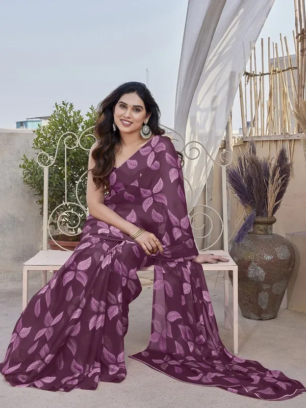 Multicolor_Floral_Purple_Printed_High_Quality_Mill_Printing_Wax_Finishing_In_Saree_For_Women
