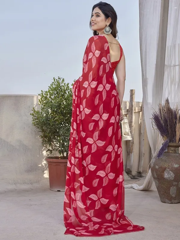 Multicolor_Floral_Red_Printed_High_Quality_Mill_Printing_Wax_Finishing_In_Saree_For_Women