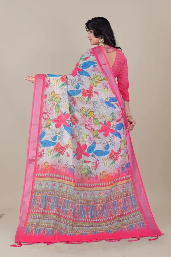 Multicolor_Pure_Linen_Cotton_All_Over_Silver_Lurex_Jari_Line_Silver_Zari_Borders_Saree_For_Women