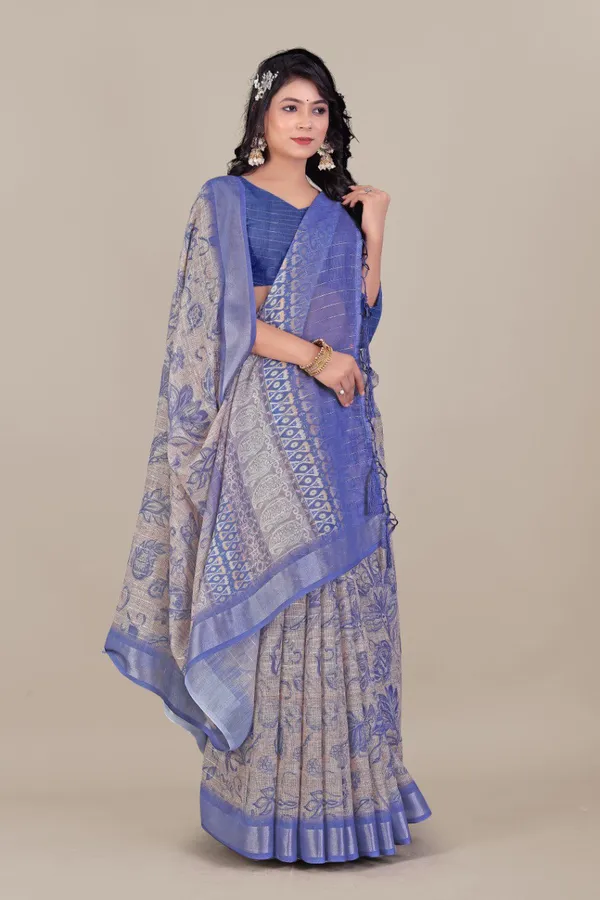 Multicolor_Pure_Linen_Cotton_All_Over_Lurex_Jari_Line_Zari_Borders_Saree_For_Women